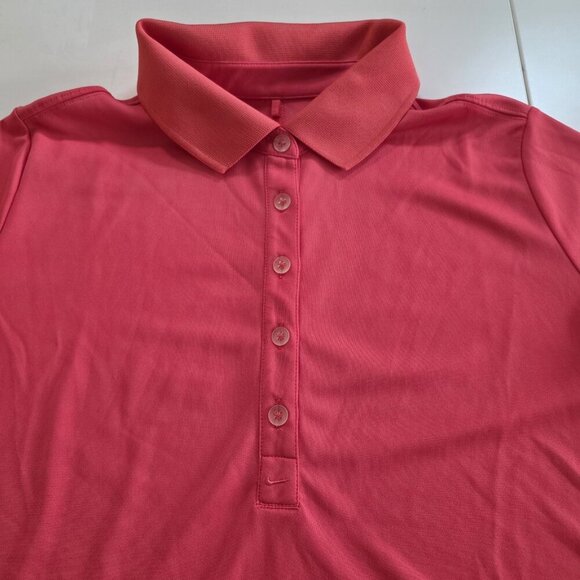 Nike Golf Polo Tour Performance Golf Polo Womens L Pink Dri Fit SS Stretch Sport - Picture 9 of 13